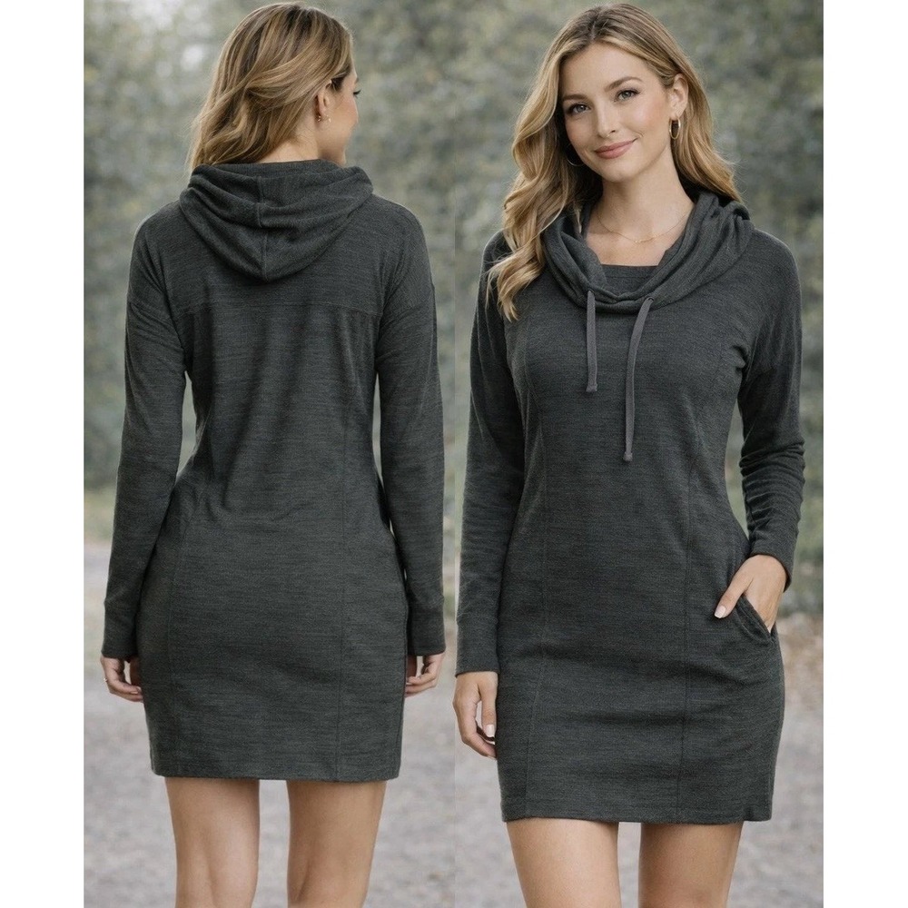 Toad&Co Charcoal Gray Long-Sleeve Hoodie Dress